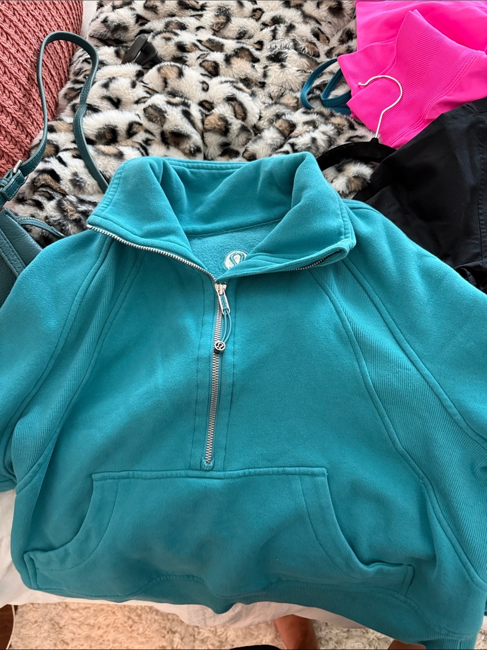 lululemon athletica Teal Half-Zip Fleece Pullover